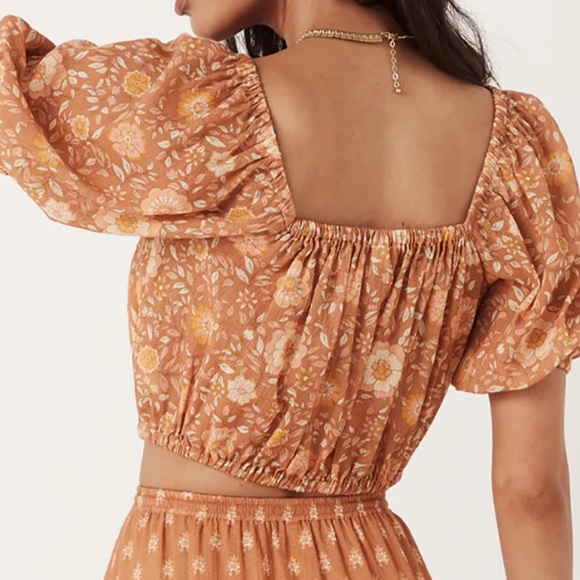 NWT Spell 💯Organic Cotton Utopia Cropped Blouse in Cinnamon size medium - Picture 2 of 11